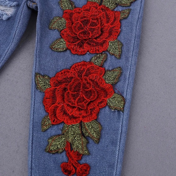 Rose design denim jeans - Picture 2 of 2